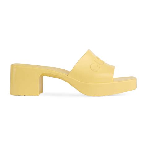 yellow gucci rubber sandals|Gucci closed toe sandals.